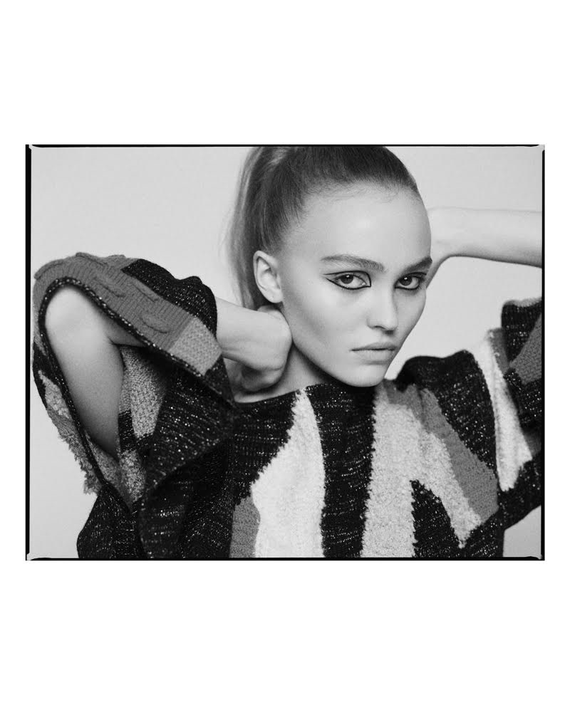 Captured in black and white, Lily-Rose Depp poses for Glamour Paris