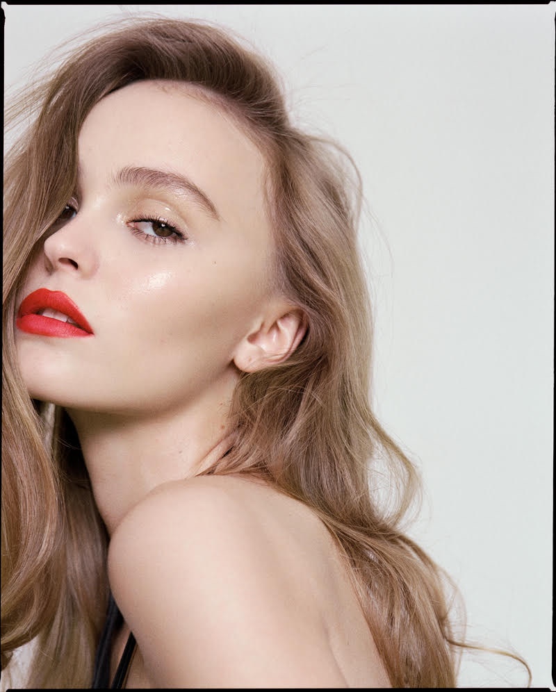 Lily-Rose Depp wears a red lipstick shade