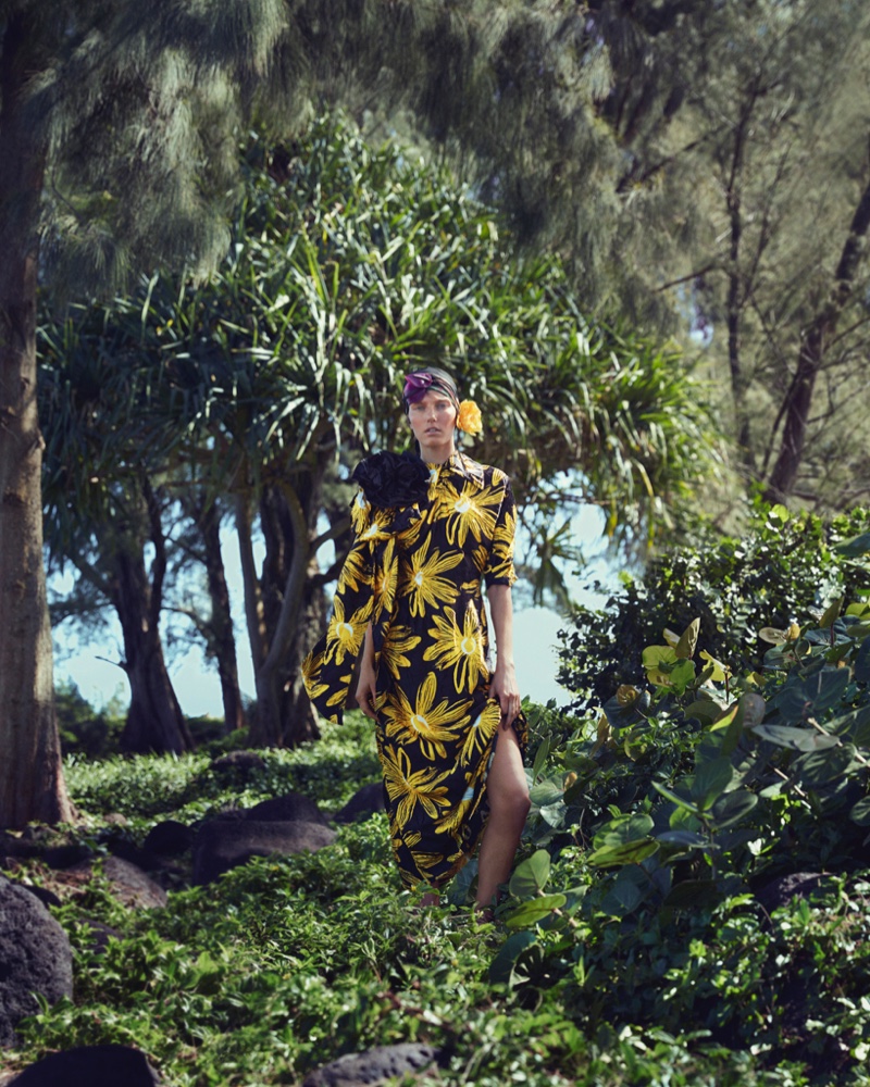 Marique Schimmel Wears Tropical Prints for How to Spend It Magazine