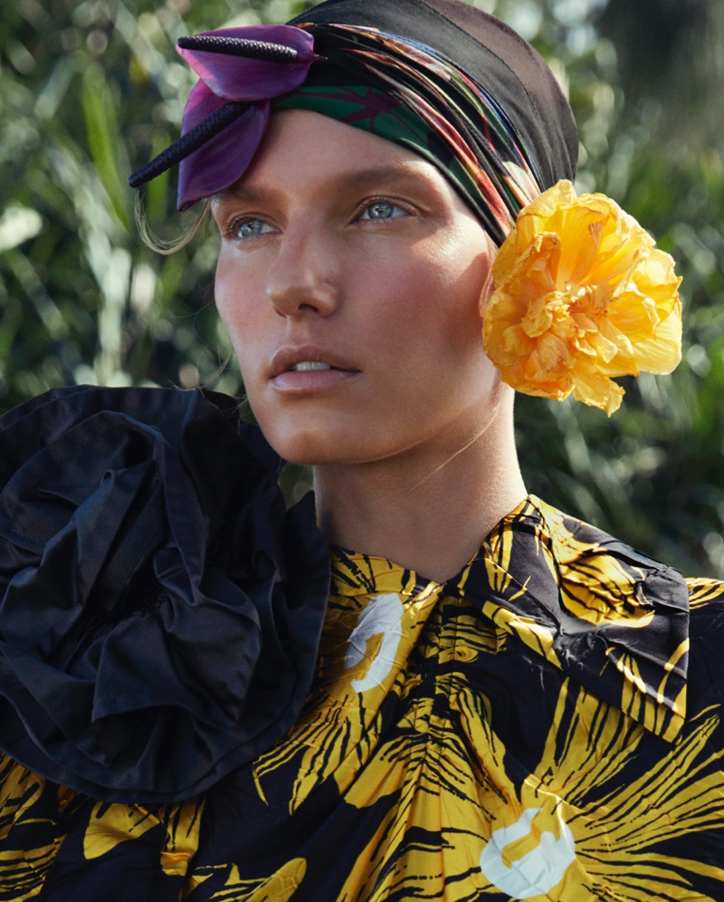 Marique Schimmel Wears Tropical Prints for How to Spend It Magazine