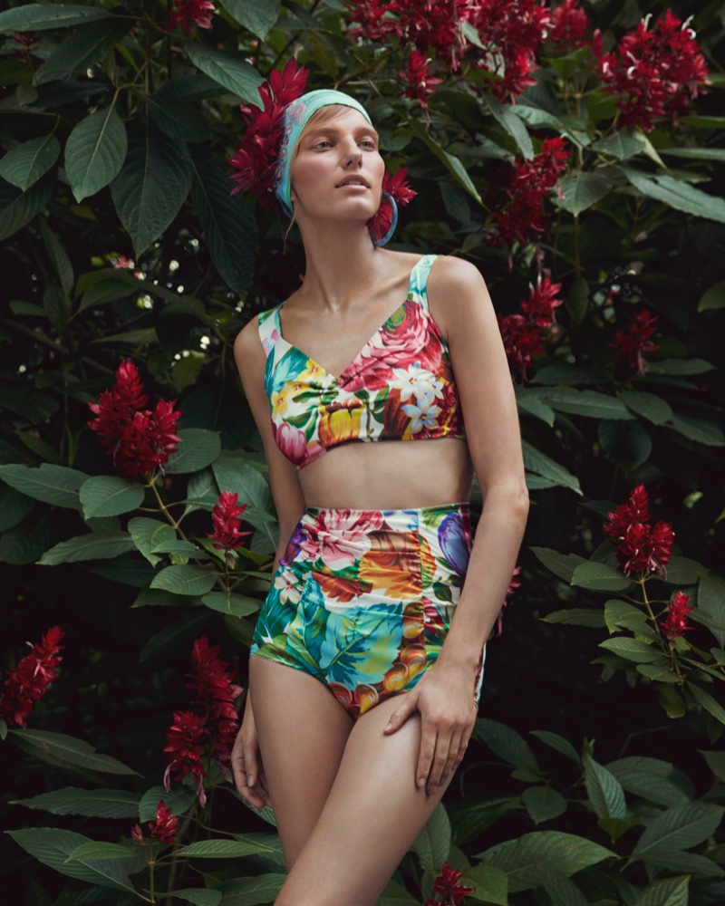 Marique Schimmel Wears Tropical Prints for How to Spend It Magazine