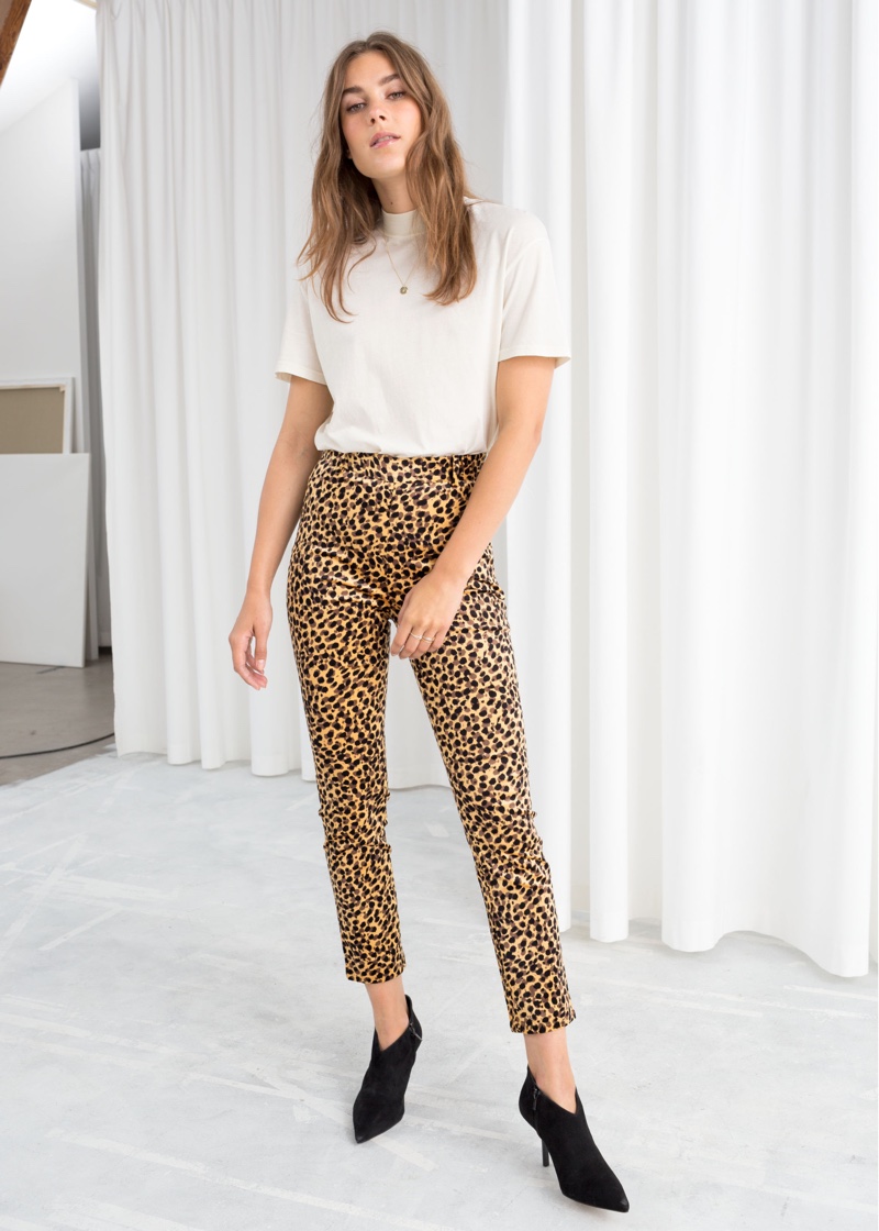 & Other Stories Corduroy Leopard Print Pants $99