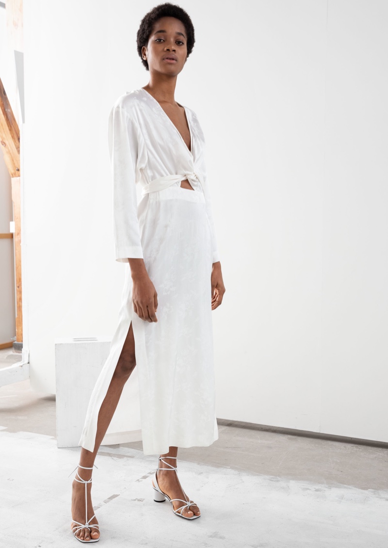 & Other Stories Floral Jacquard Overlapping Maxi Dress $149