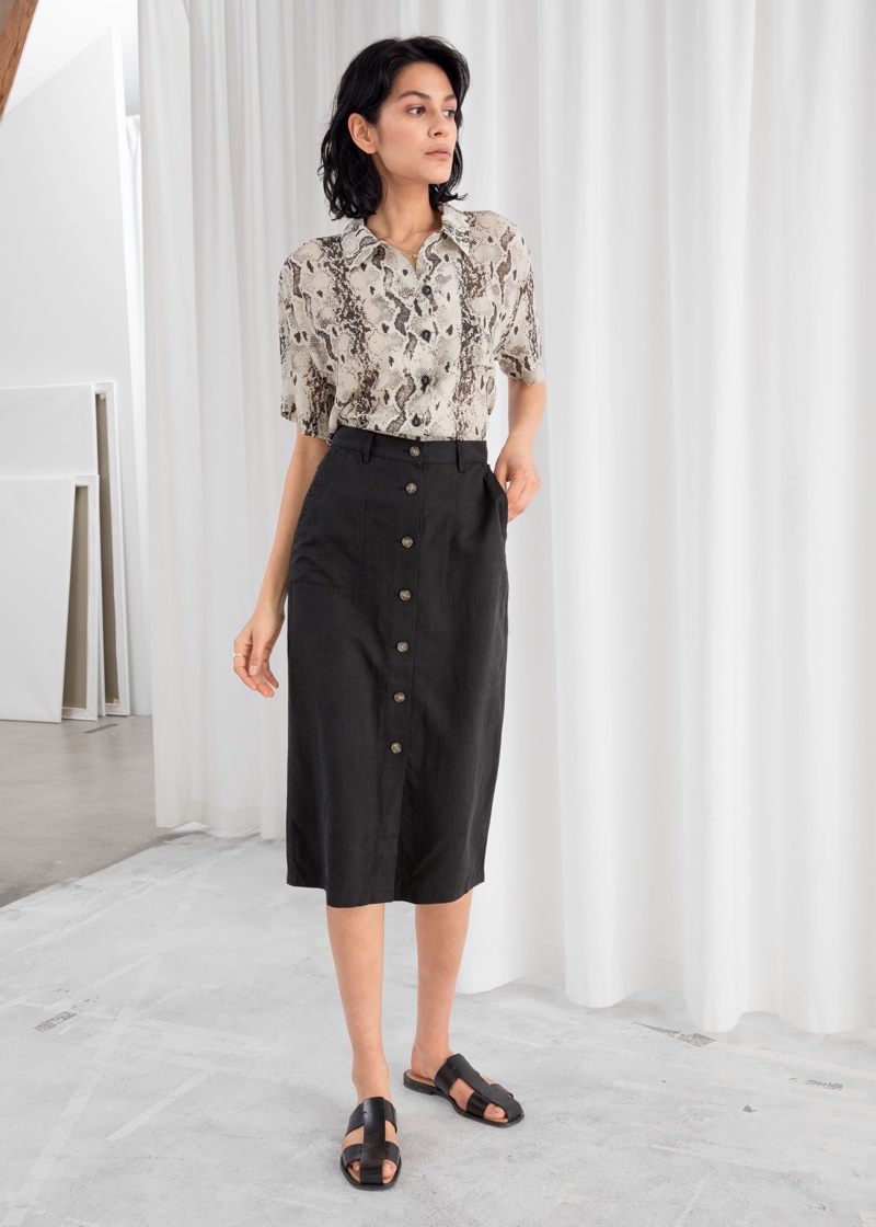 & Other Stories Lyocell Blend Pencil Midi Skirt $79