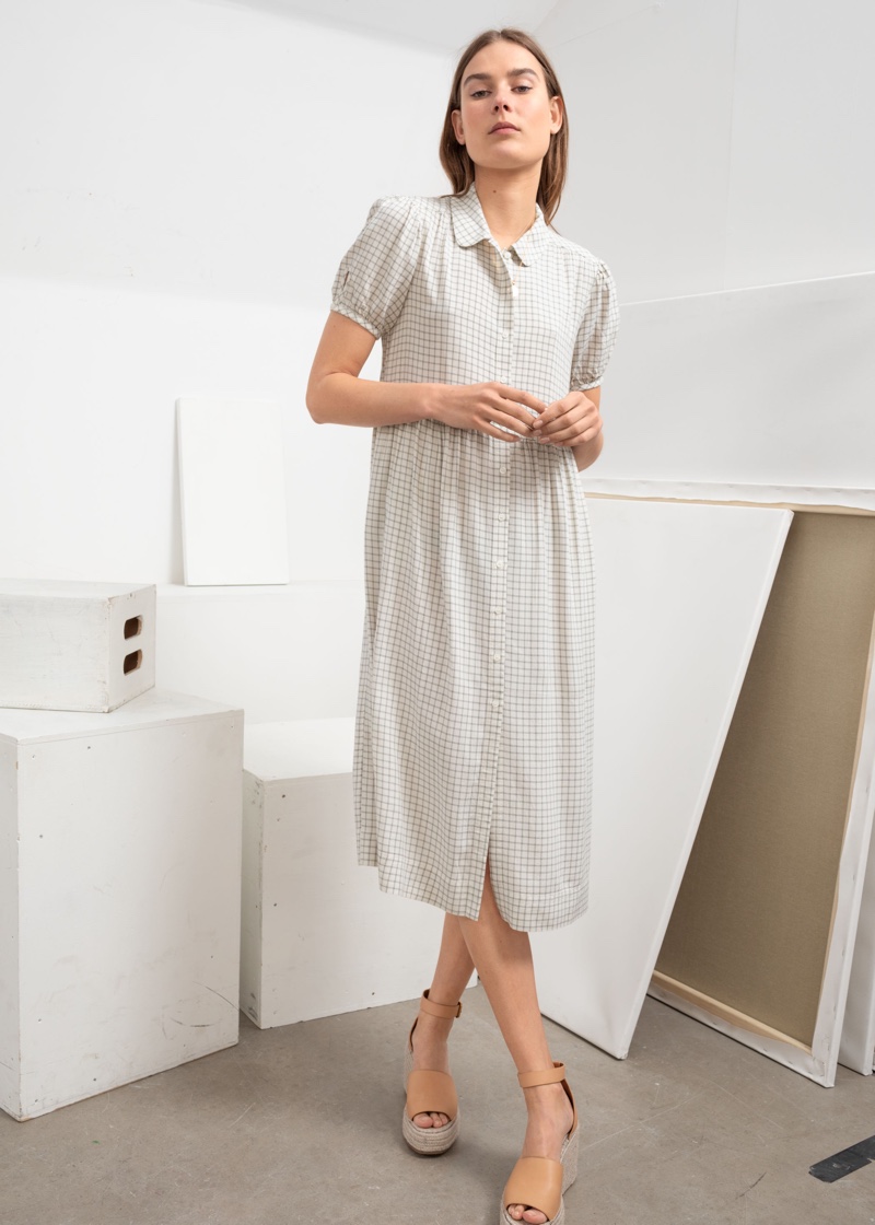 & Other Stories Relaxed Puff Sleeve Midi Dress $99