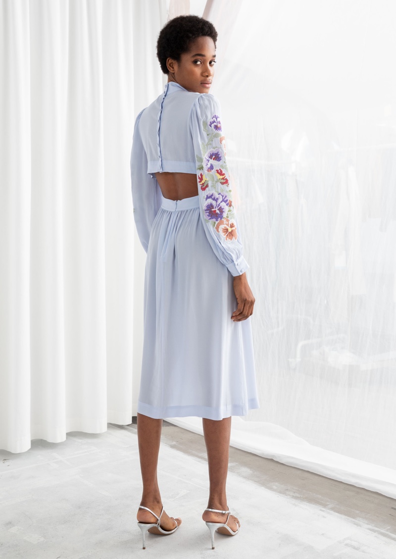 & Other Stories Sheer Floral Embroidered Midi Dress $149