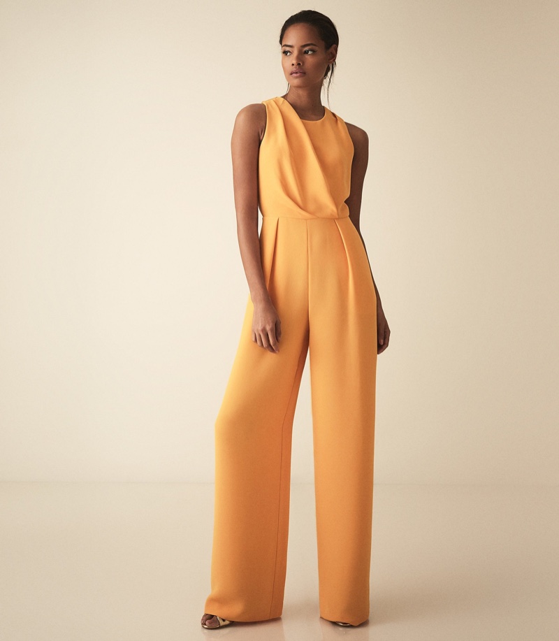 REISS Chey Cut Out Detail Jumpsuit in Orange $425