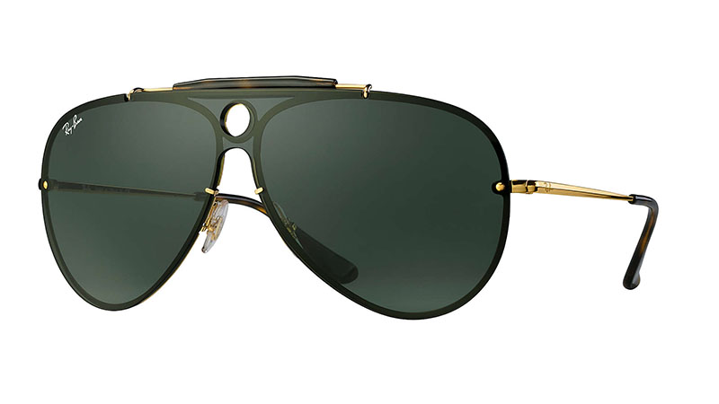 Ray-Ban Blaze Shooter Sunglasses in Gold with Green Classic $173