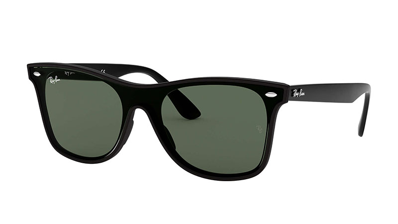 Ray-Ban Blaze Wayfarer Sunglasses in Black with Green Classic Lenses $162