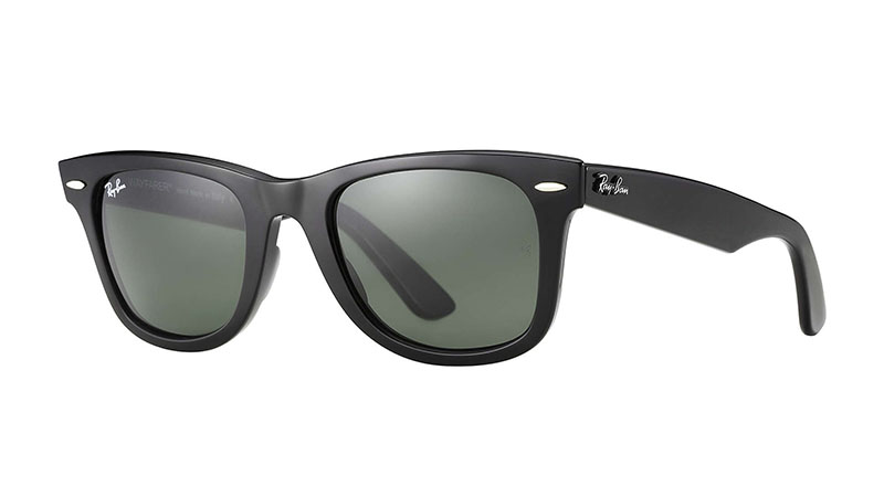 Ray-Ban Original Wayfarer Classic Sunglasses in Black with Green Classic Lenses $153