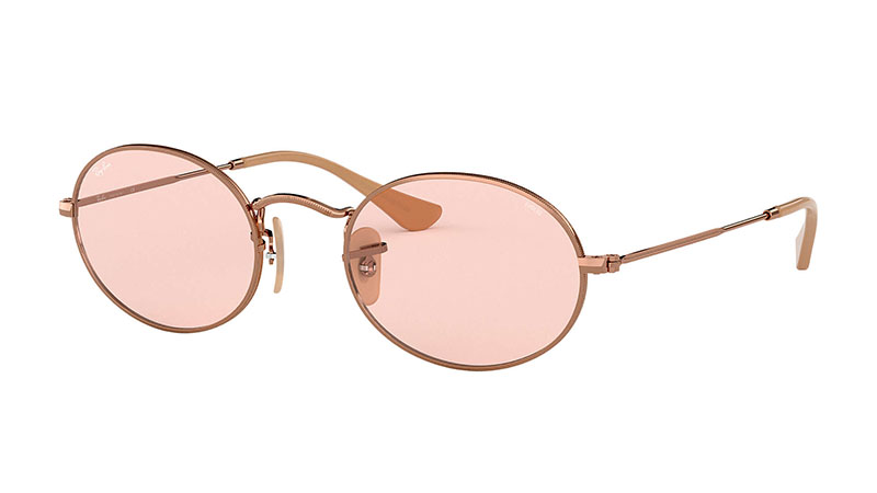 Ray-Ban Oval Evolve Sunglasses in Copper with Pink Photocromic Lenses $183