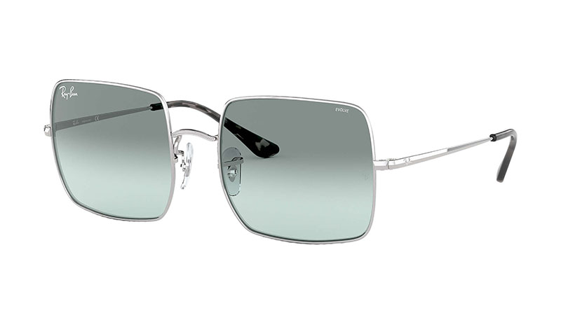 Ray-Ban Square Evolve Sunglasses in Silver with Light Blue Photocromic Lenses $183