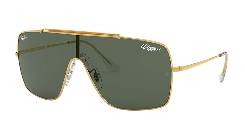 Ray-Ban Wings II Sunglasses in Gold with Green Classic Lenses $173