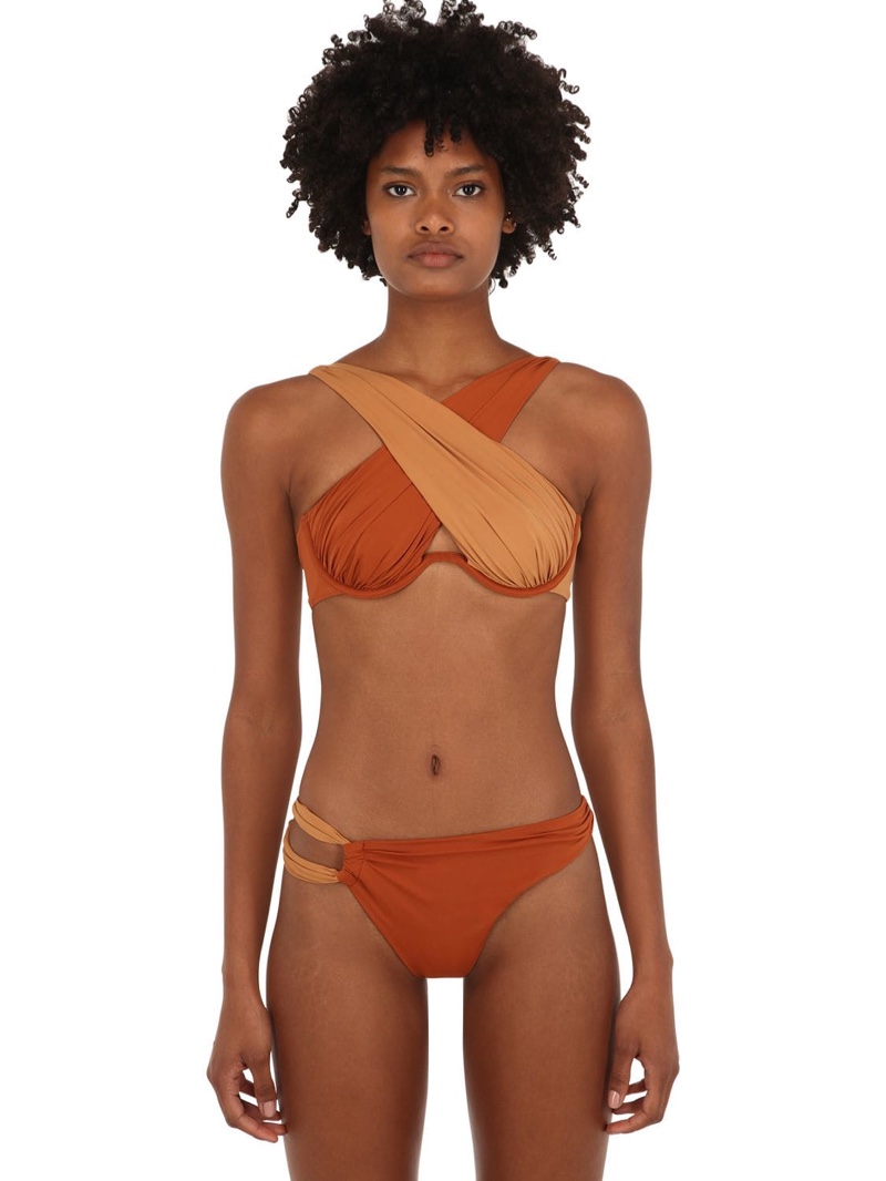 Self-Portrait Crisscross Bikini Top $145 and Asymmetric Bikini Bottoms $75