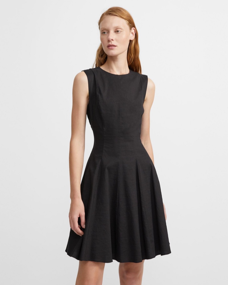 Theory Good Linen Sleeveless Dress in Black $375