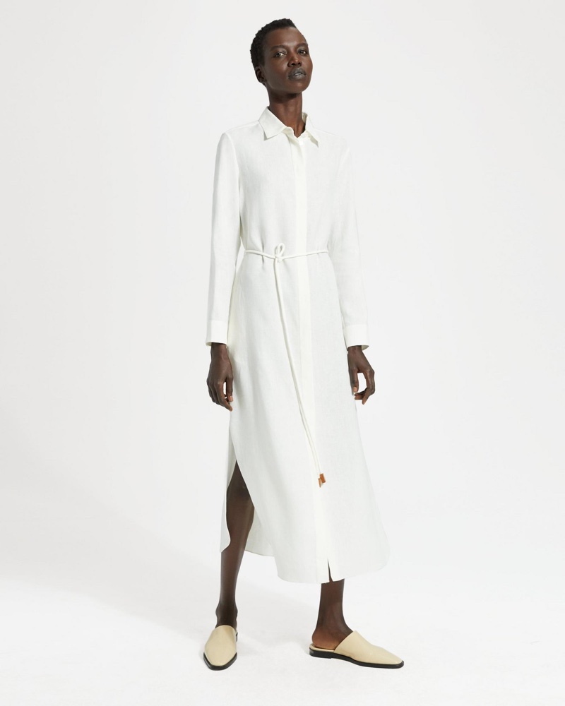 Theory Pure Linen Belted Shirtdress $435