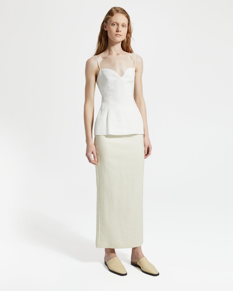 Theory Pure Linen Sweetheart Top $255