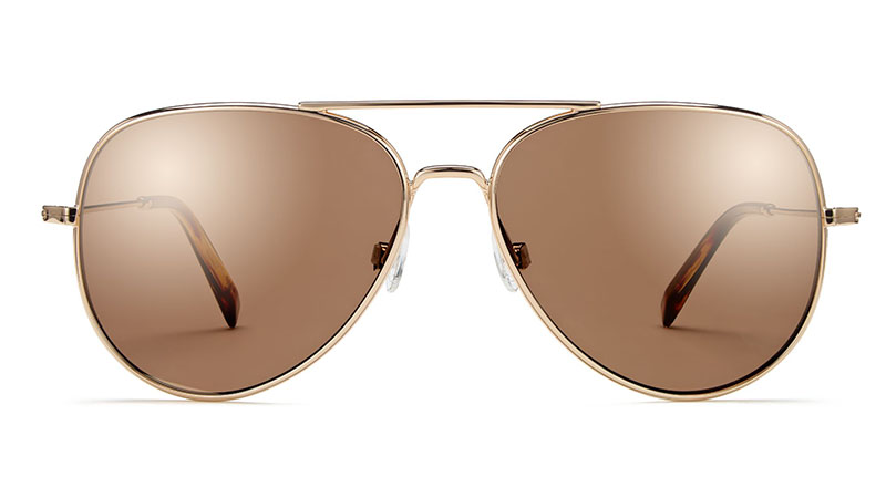 Warby Parker Raider Wide Sunglasses in Gold with Mirrored Gold Lenses $145