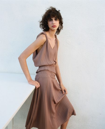 Mica Arganaraz Goes Back to Basics in Zara's Minimal Collection Zara Limited Edition Knit Top and Limited Edition Knit Skirt