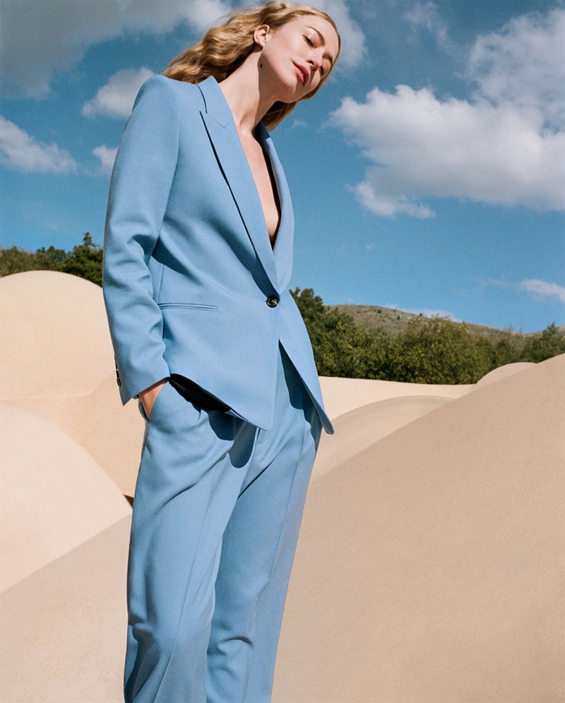 zara blue trouser suit