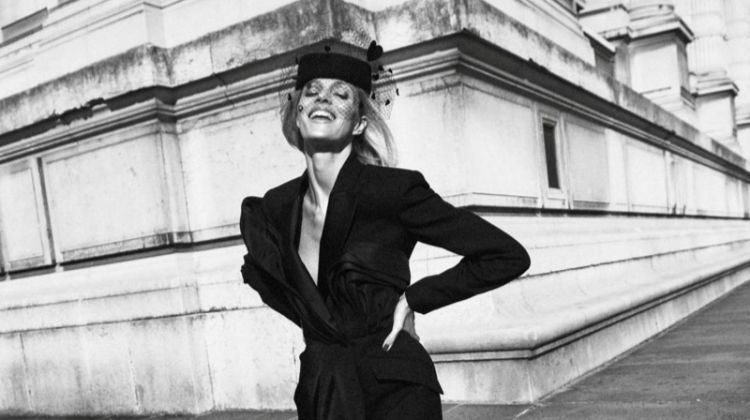 Anja Rubik Poses in Dark Fashions for Vogue Paris