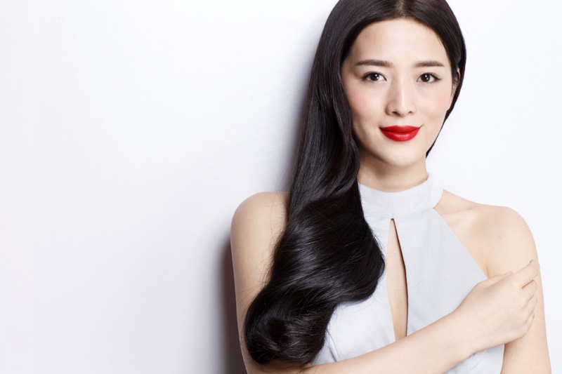 Asian Model Makeup Beauty Red Lips