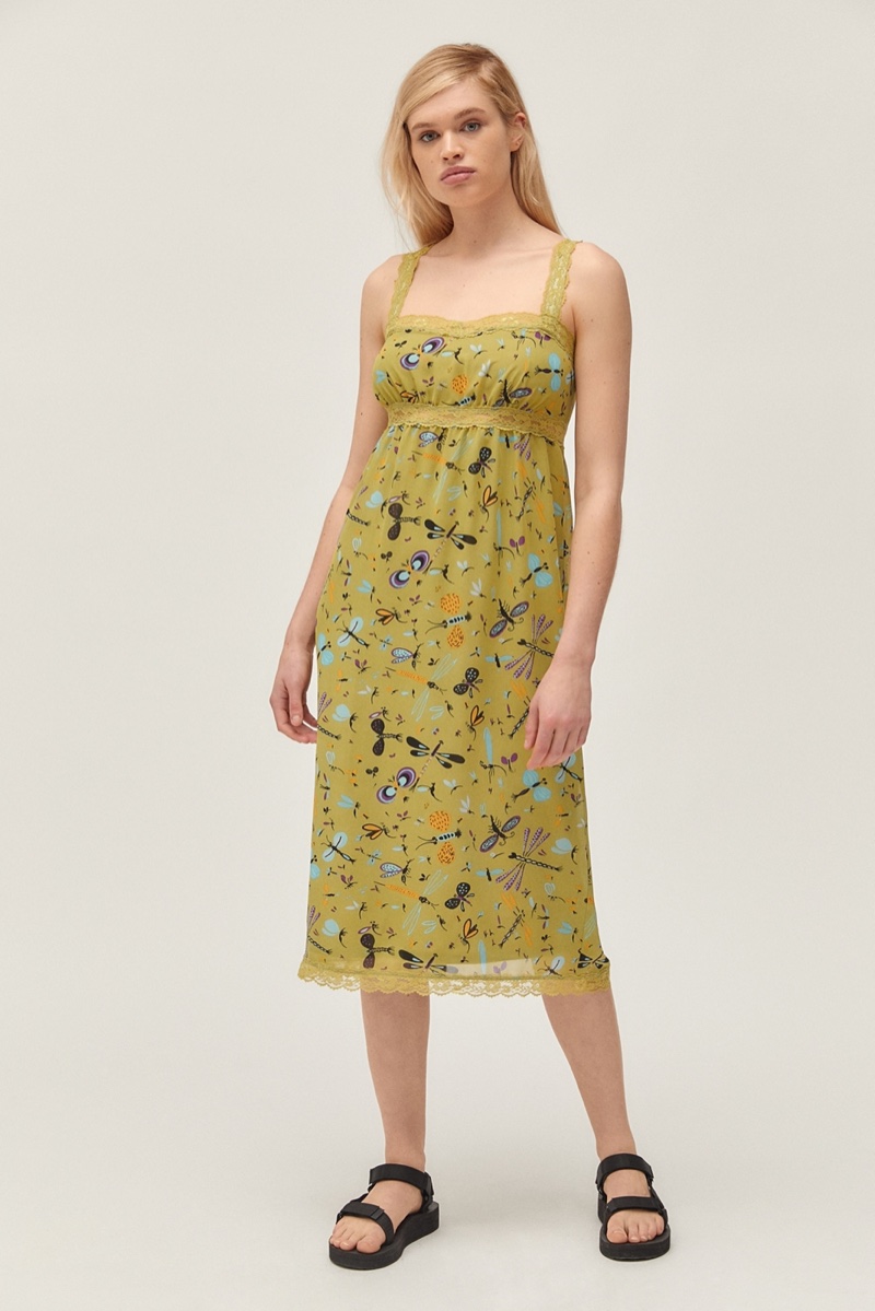 Betsey Johnson x UO Printed Lace Trim Slip Dress $79