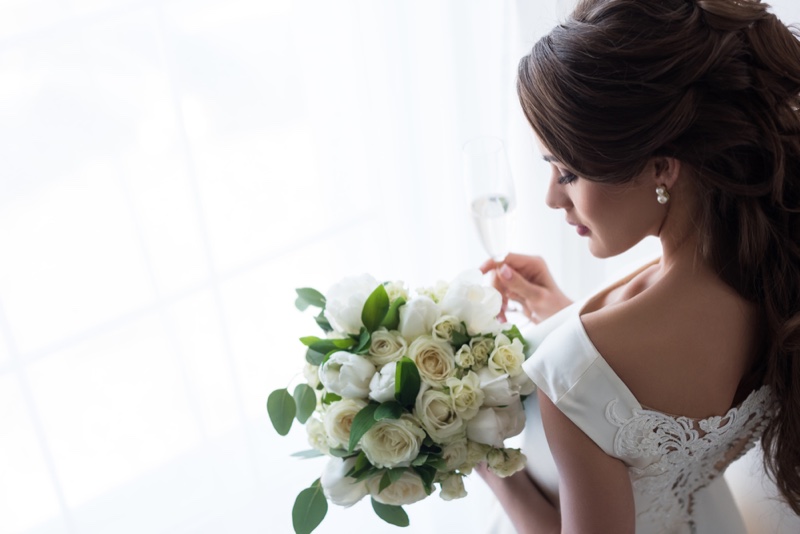 Bride White Dress Wedding Bouquet