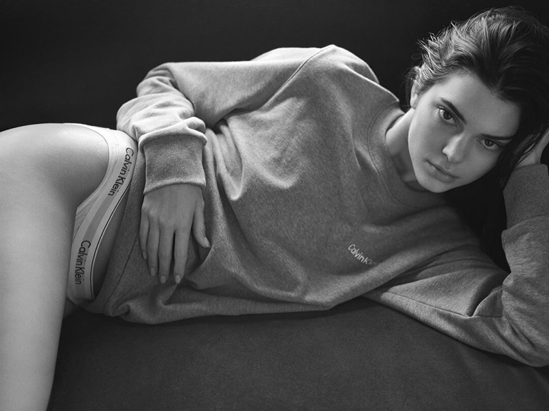 Wearing a sweatshirt, Kendall Jenner fronts Calvin Klein In #mycalvins campaign