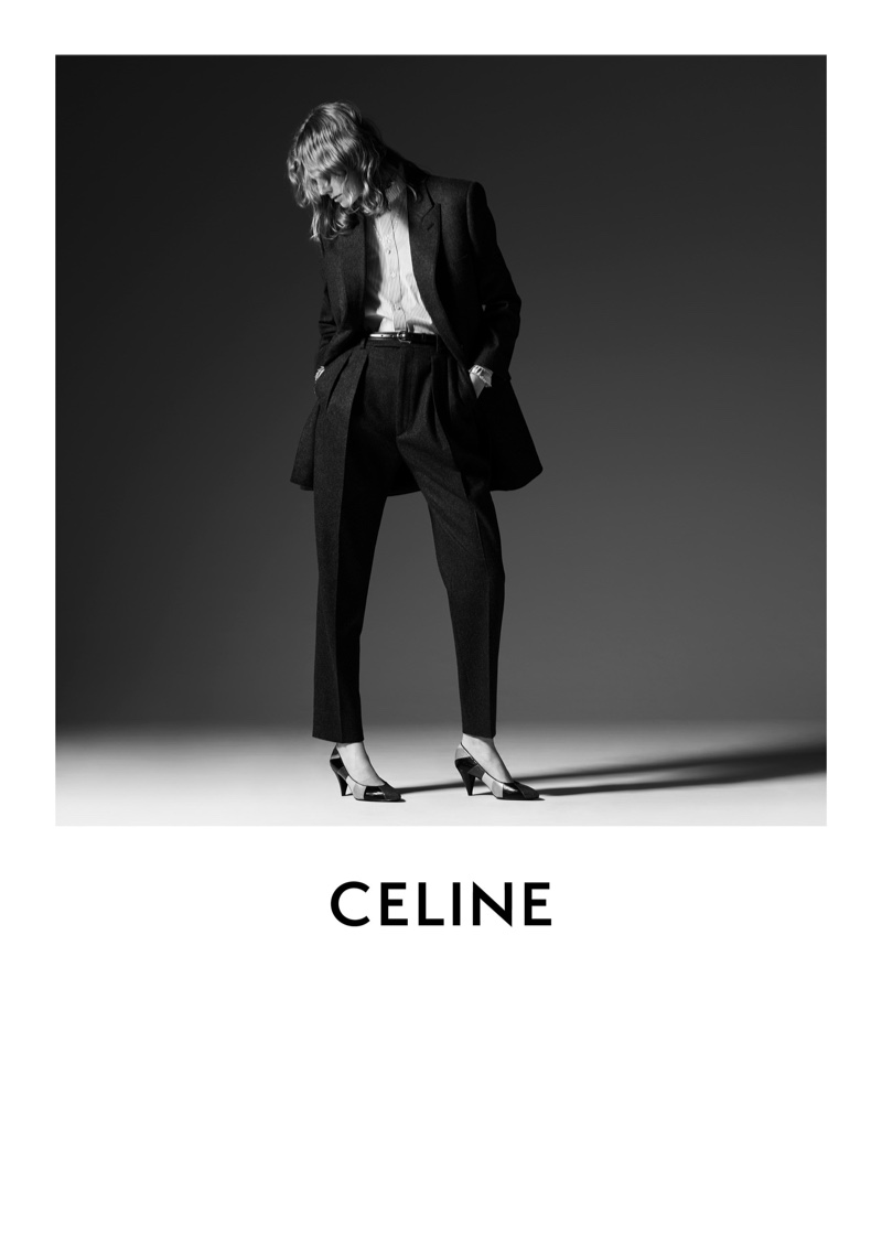 Suiting up, Marland Backus appears in Celine fall-winter 2019 campaign