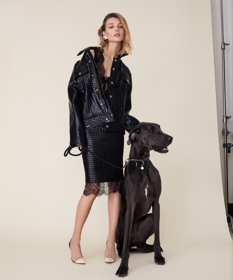 Daga Ziober Models Alongside Stylish Canines for Modern Luxury