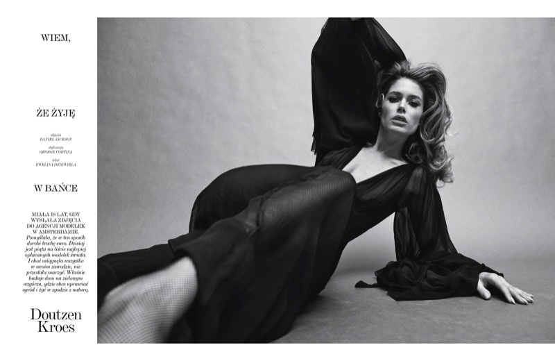 Doutzen Kroes Enchants in Black and White for Vogue Poland