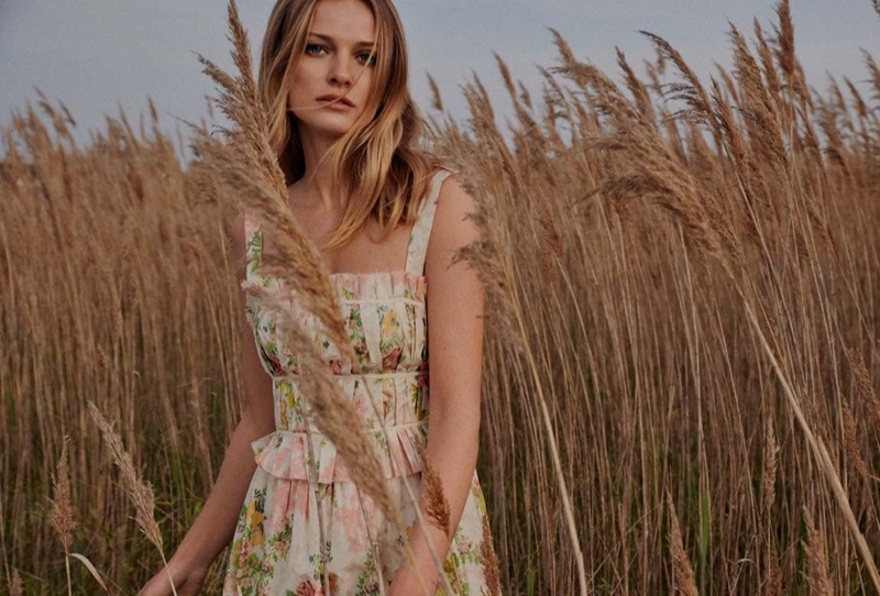 Embracing florals, Edita Vilkeviciute wears the Brock x MyTheresa collection