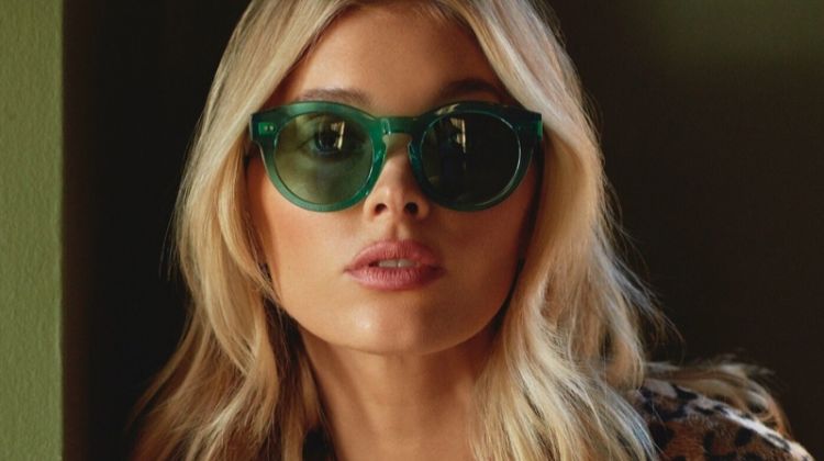 Wearing green sunglasses, Elsa Hosk fronts Chimi Eyewear campaign