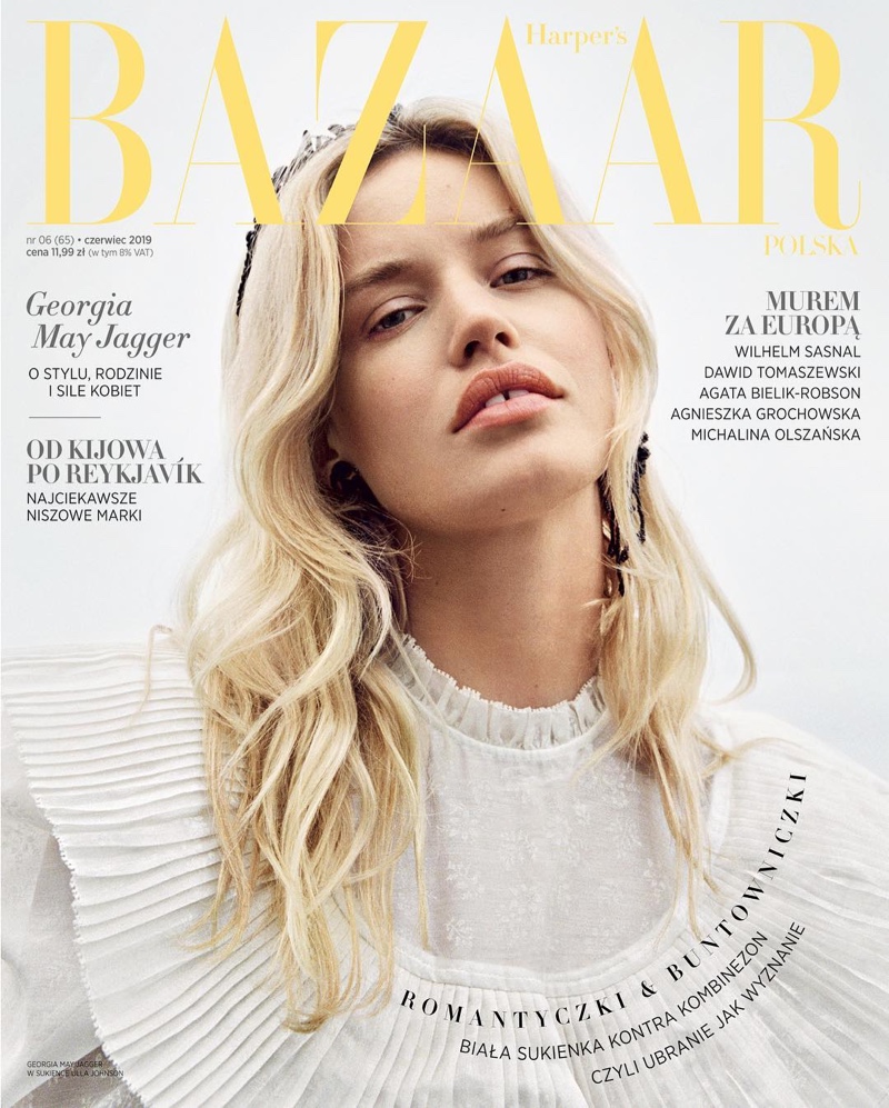 Georgia May Jagger Poses in Light & Airy Looks for Harper's Bazaar Poland