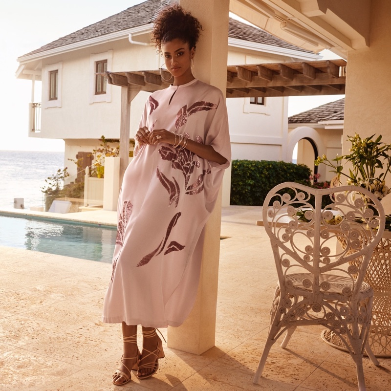 Imaan Hammam wears H&M kaftan with sequins