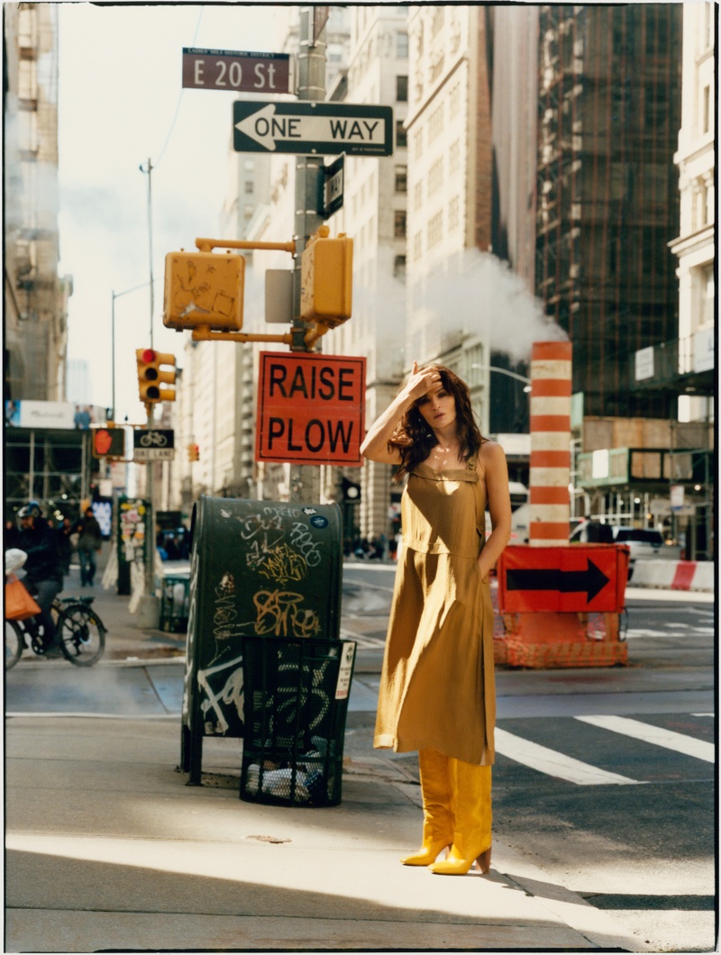 Posing on the New York City streets, Helena Christensen fronts Rag & Bone 2019 Photo Project
