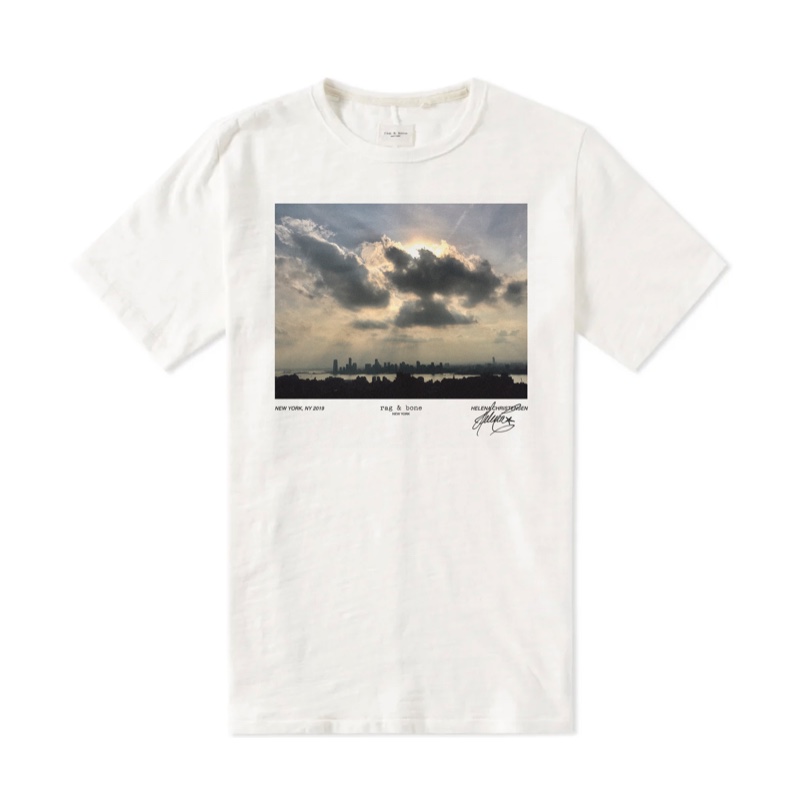 Limited edition Rag & bone white tee designed by Helena Christensen 