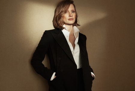 Jessica Chastain Fronts Ralph Lauren 'Woman Intense' Fragrance Suiting up, Jessica Chastain poses for Ralph Lauren Woman Intense fragrance advertisement