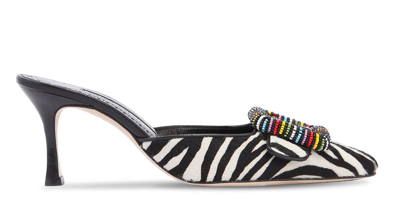 Manolo Blahnik Mafrisa Zebra Print Mules $1,195