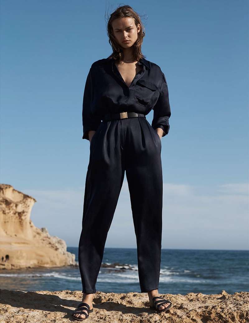 Model Birgit Kos poses in Massimo Dutti Limited Edition Volume II Collection