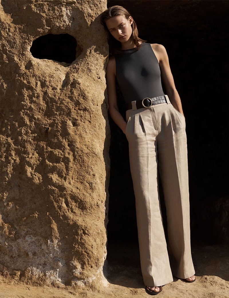 Massimo Dutti Limited Edition Bodysuit and Wide Fit Darted Pants