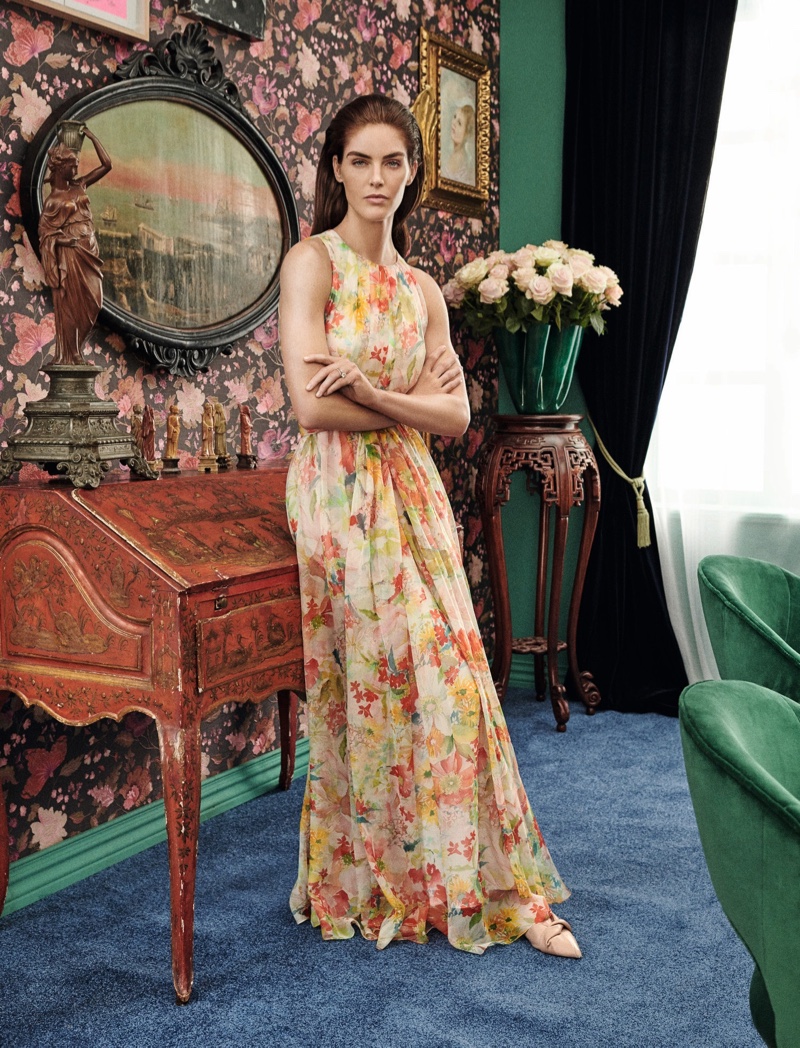 Hilary Rhoda poses in Max Mara Special Occasions spring-summer 2019 collection