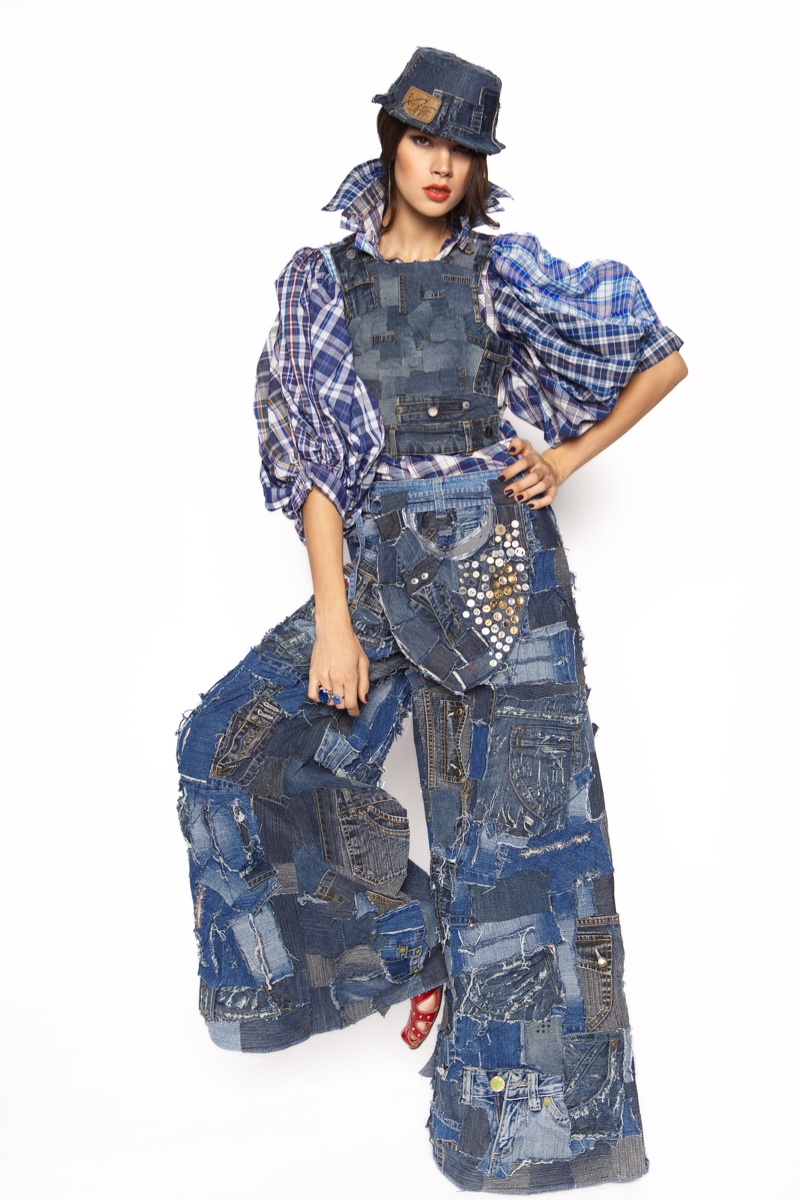 Model Patchwork Denim High Fashion