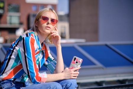 Model Striped Shirt Sunglasses Phone Case