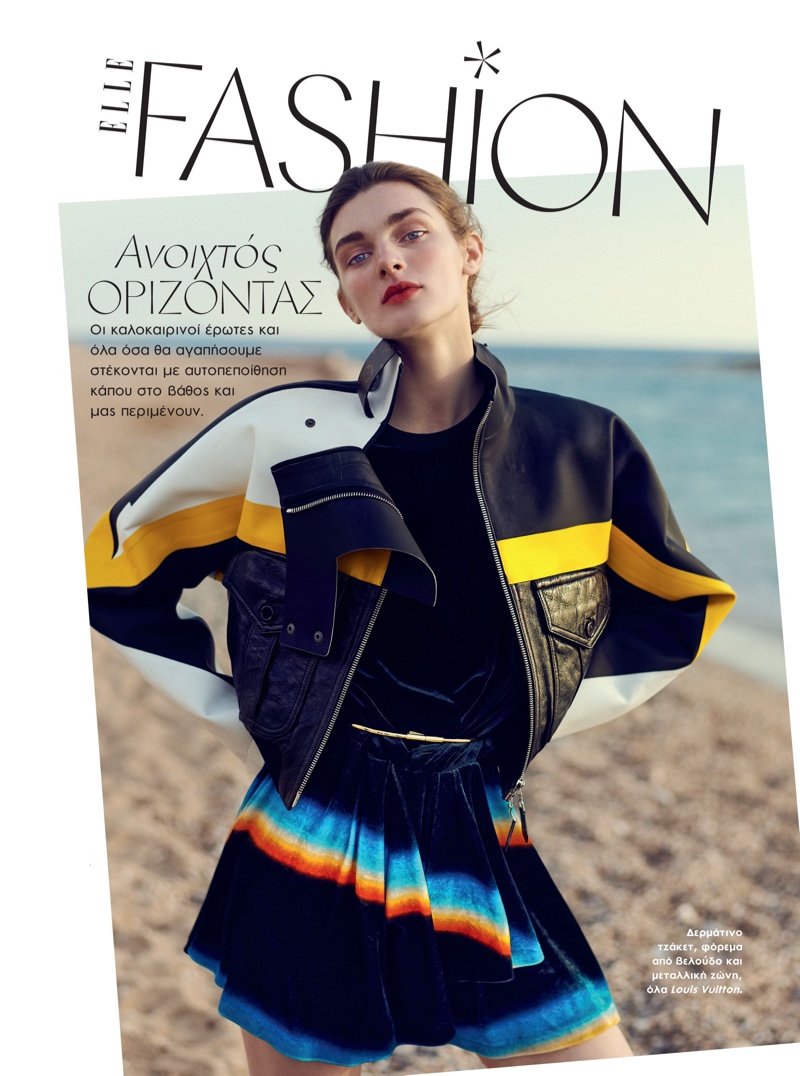 Nastya Abramova Wears Glam Beach Looks for ELLE Greece