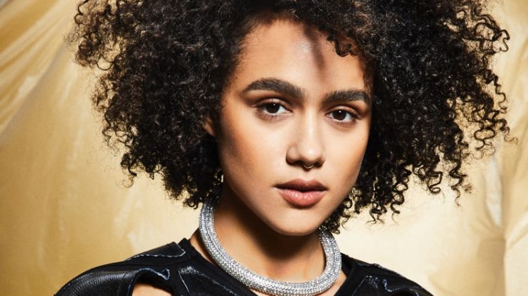 Nathalie Emmanuel wears Rick Owens dress and bra with Swarovski necklace