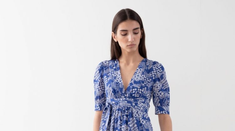 Dive Into Indigo: Discover & Other Stories' Dreamy Blue Styles & Other Stories Cotton Blend Coffee Bean Maxi Dress $129