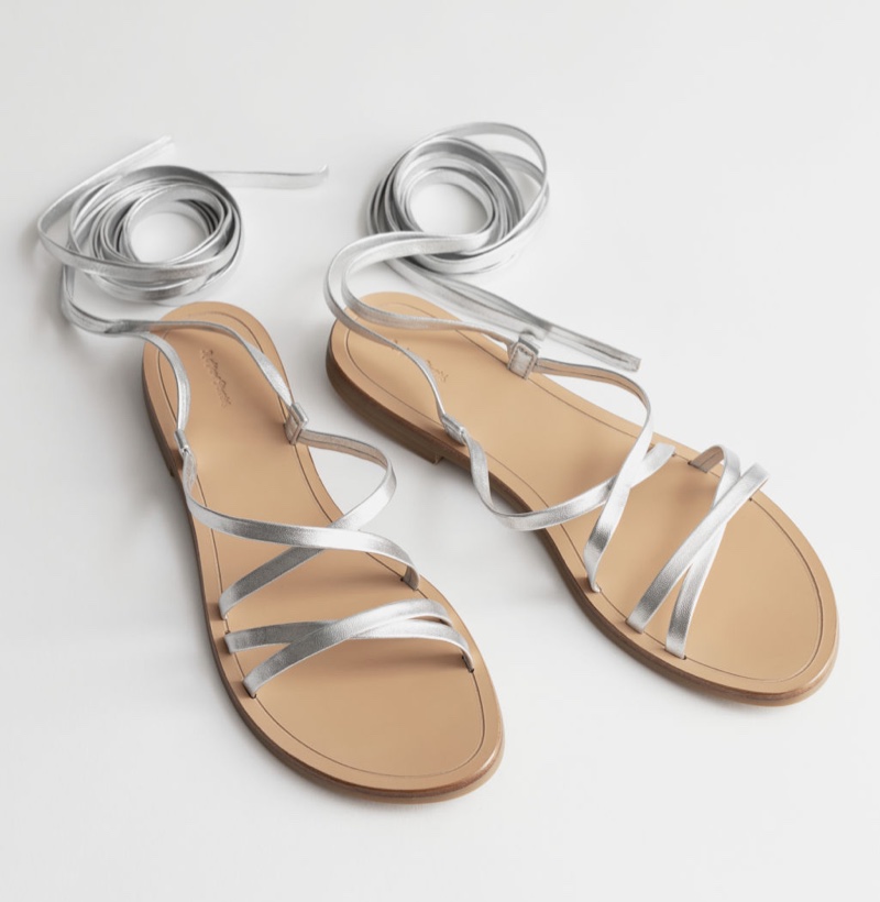 & Other Stories Criss Cross Leather Lace Up Sandals $79