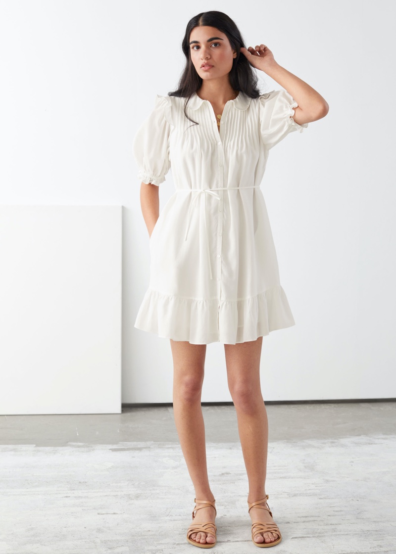 & Other Stories Frilled Puff Sleeve Mini Dress $119